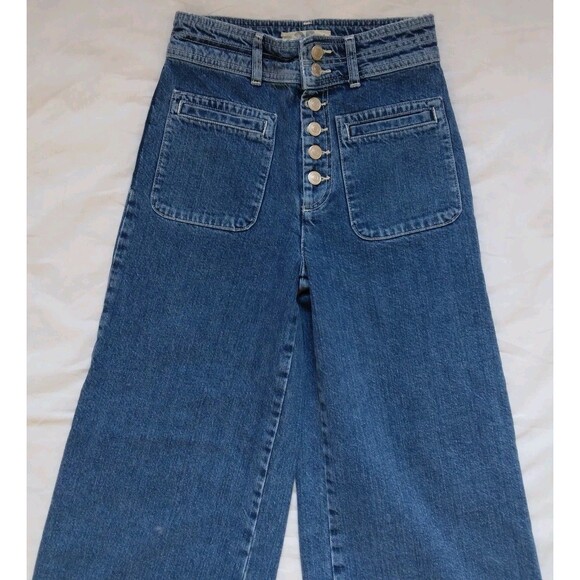 WE THE FREE Colette Crop High-Rise Wide-Leg Button-Fly Jeans Denim Womens 25 - Picture 3 of 11